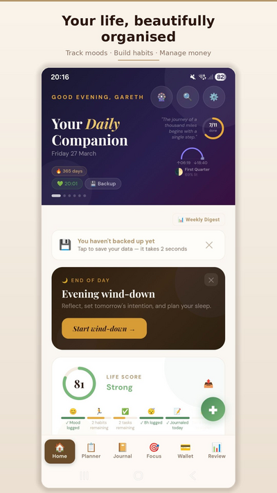 Daily Companion home screen